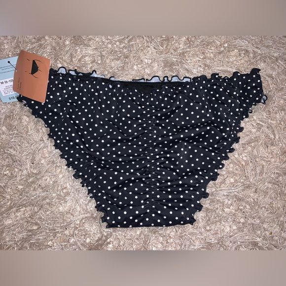 Shade & Shore Black Polka Dot Bikini Bottom Low Rise Cheeky size Medium NWT - Picture 7 of 7
